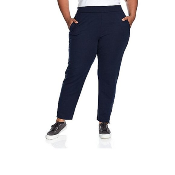 Christopher & Banks Womens Size Large Pull On Zip Detail Comfy Knit Pants Blue - Picture 1 of 7